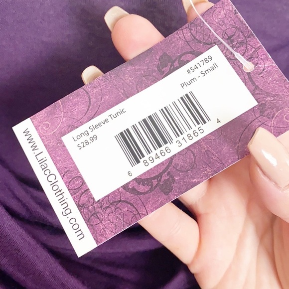 Lilac Deep Cowl Neck Purple Plum Long Sleeve Tunic - Picture 5 of 7